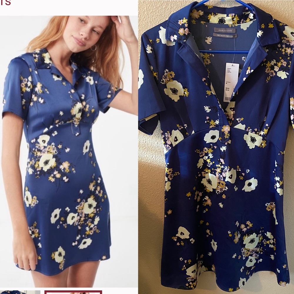 Urban Outfitters navy blue flower dress size M